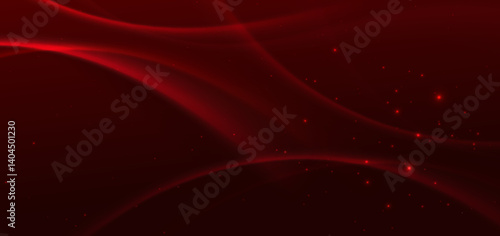 Luxury red background with glowing wave lines elegant. Template award concept.