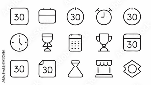 Discover a set of beautifully crafted outline icons designed around the concept of deadlines ideal for planners schedules and task management tools