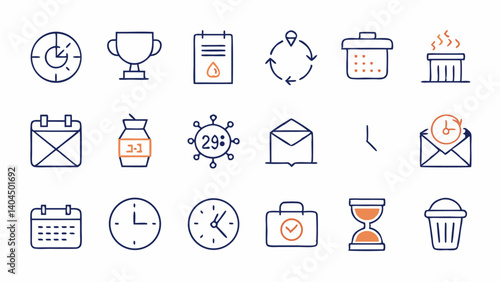 Enhance your designs with this modern pack of linear deadline icons each created with precision and styled for professional digital use