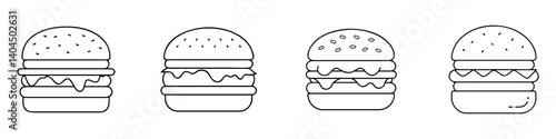 burger icon, burger line art - simple line art of burger, perfect for burger logos and icons