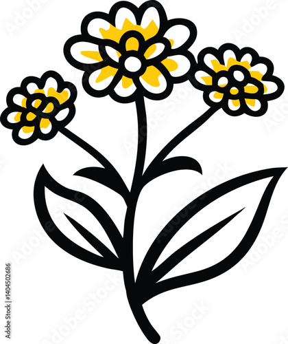 Borage, Yarrow, Coreopsis, Cornflower, Verbena, Allium, Alstroemeria, Bellflower, Bougainvillea, Bouvardia, flower logo icon