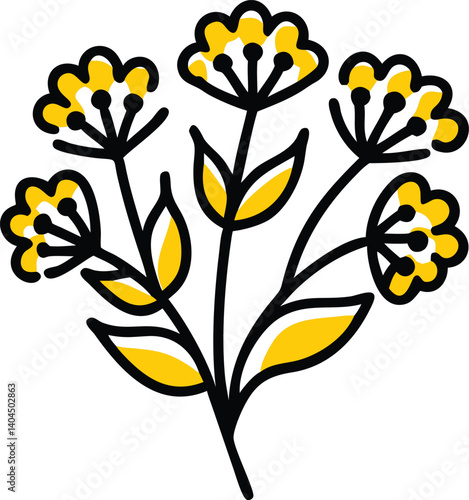 Borage, Yarrow, Coreopsis, Cornflower, Verbena, Allium, Alstroemeria, Bellflower, Bougainvillea, Bouvardia, flower logo icon