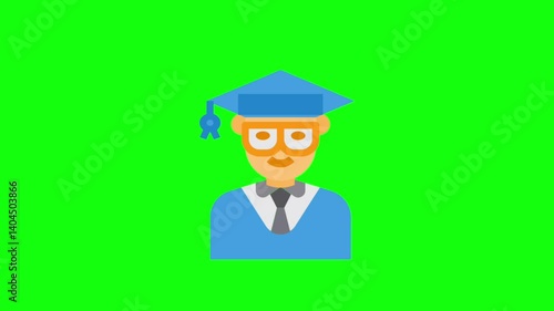 School icon, background, green screen, animation