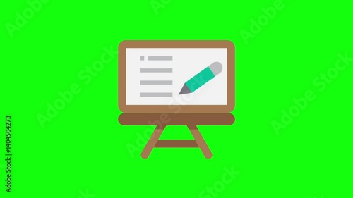 School icon, background, green screen, animation