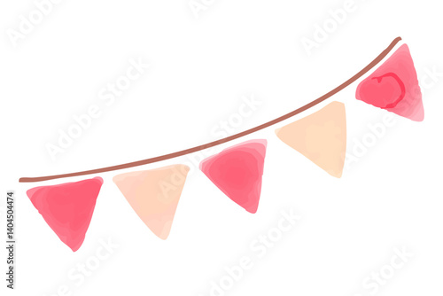 水彩風の赤と黄色のガーランドのイラスト