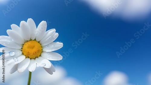 daisy on blue background