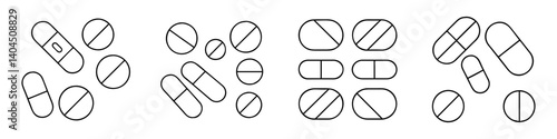 pills icon, pills line art - simple line art of pills, perfect for pills logos and icons