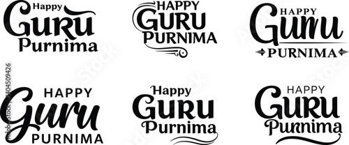Happy Guru Purnima Typography – Spiritual Calligraphy for Indian Festival Greeting