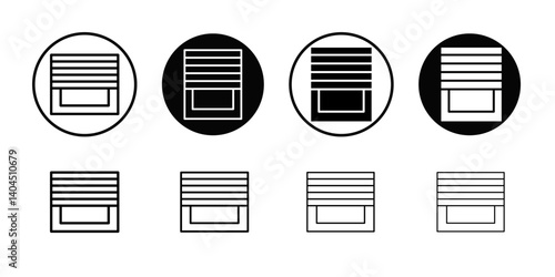 Blinds icon Flat simple outline set