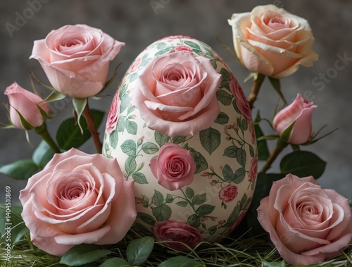 Elegant Easter Egg with Pink Roses