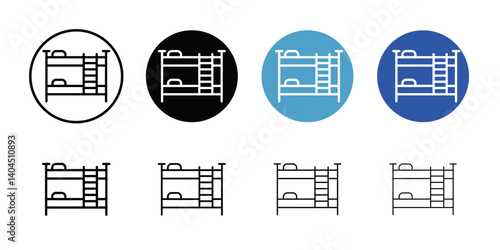 Bunk bed icon Flat simple outline set