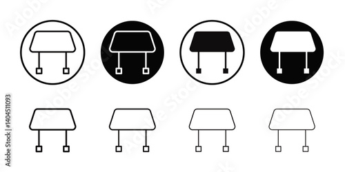Car headrest icon Flat simple outline set