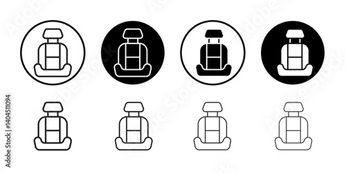 Car seat icon Flat simple outline set