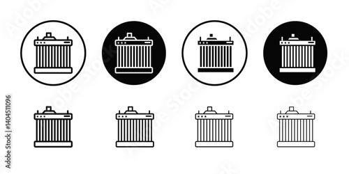 Car radiator Icon Flat simple outline set