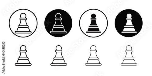Chess pawn icon Flat simple outline set