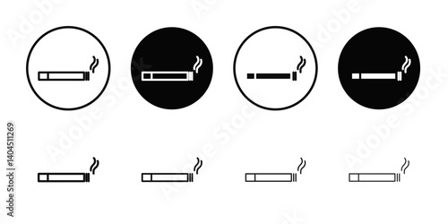 Cigarette icon Flat simple outline set