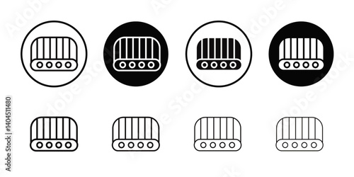 Conveyor belt icon Flat simple outline set