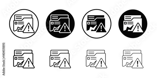 Data loss icon Flat simple outline set