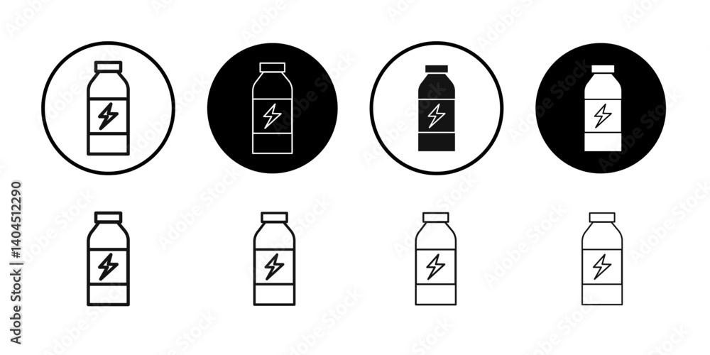 Energy drink icon Flat simple outline set Energy drink icon Flat simple outline set