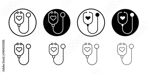 Health insurance icon Flat simple outline set