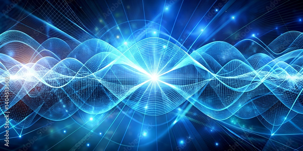 Futuristic Abstract Digital Wave Pattern with Blue Light Background and Data Flow Futuristic Abstract Digital Wave Pattern with Blue Light Background and Data Flow