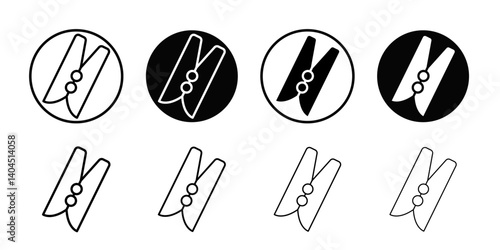 Peg icon Flat simple outline set
