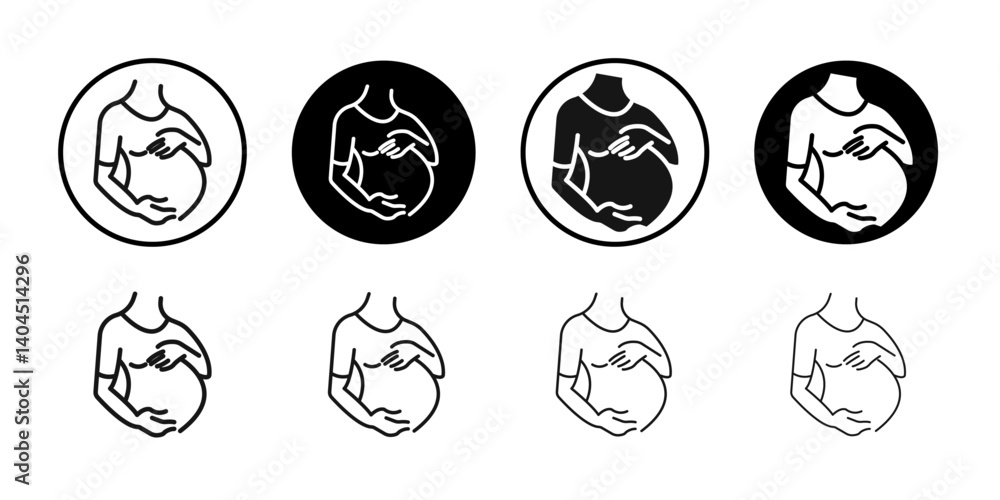 Pregnant woman icon Flat simple outline set Pregnant woman icon Flat simple outline set