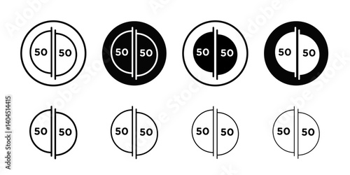 Ratio icon Flat simple outline set