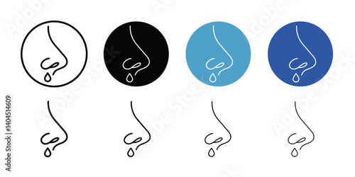 Runny nose icon Flat simple outline set