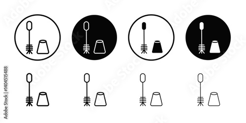 Toilet brush icon Flat simple outline set