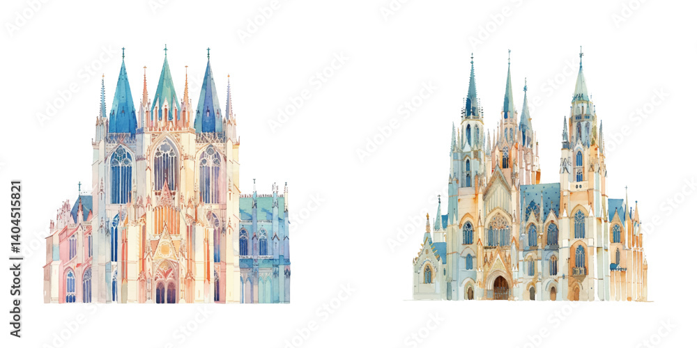 Fototapeta premium cathedral vector illustration in watercolor style