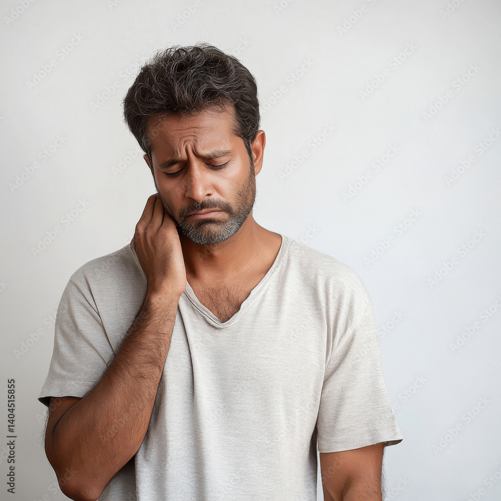 Fototapeta premium sad indian man standing on white background