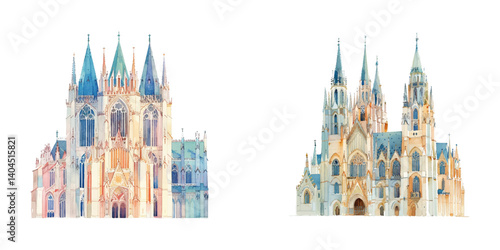 cathedral vector illustration in watercolor style