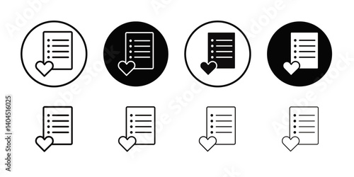 Wish list icon Flat simple outline set