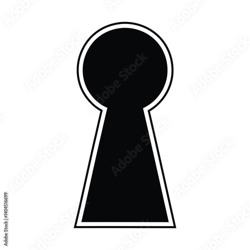Keyhole Line Art, Silhouette, Vector, Icon, Logo, White Background.