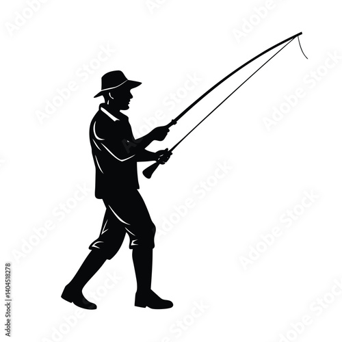 A vector silhouette of a warrior person with a sword