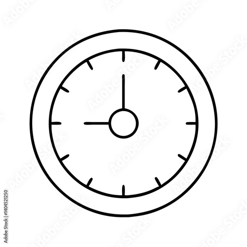 Simple Black and White Outline Clock Face Showing the Time