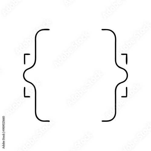 A Pair of HandDrawn Curly Braces with Small Square Brackets