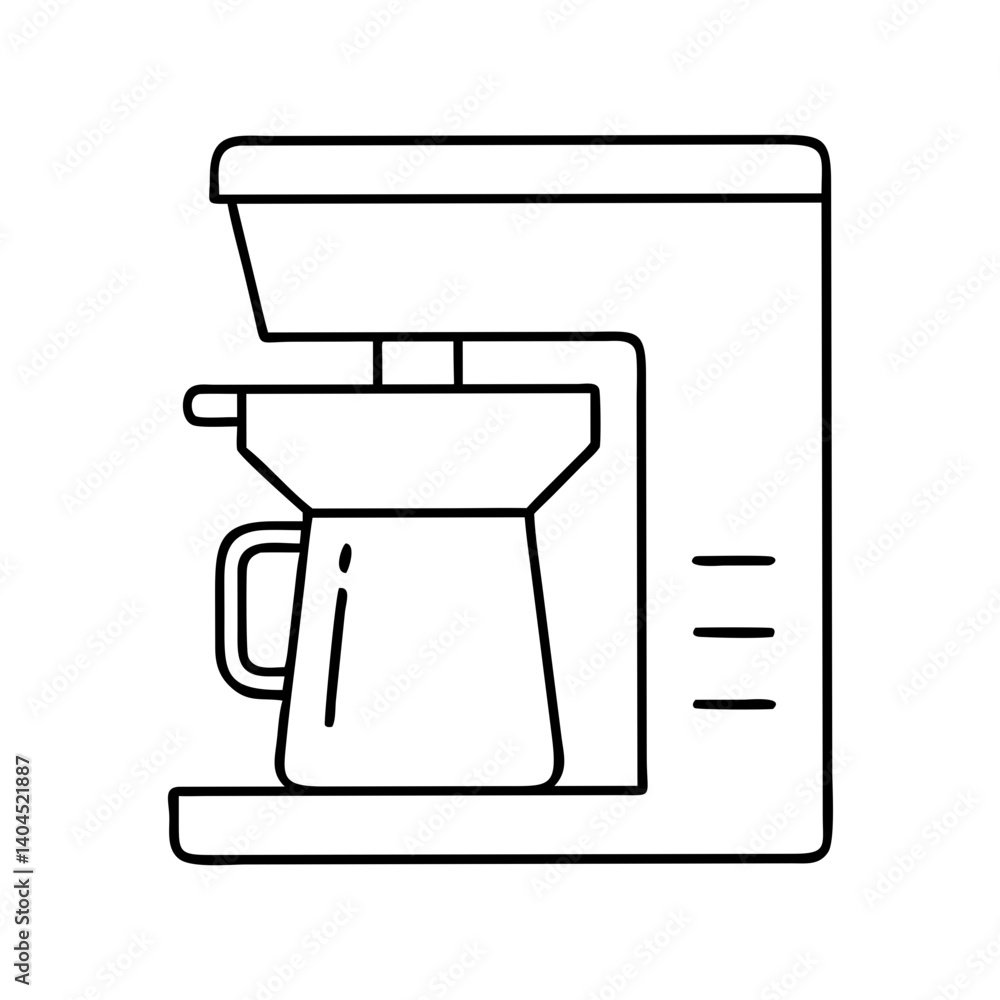 Simple Line Drawing of a Drip Coffee Maker for Brewing Delicious Coffee at Home Simple Line Drawing of a Drip Coffee Maker for Brewing Delicious Coffee at Home