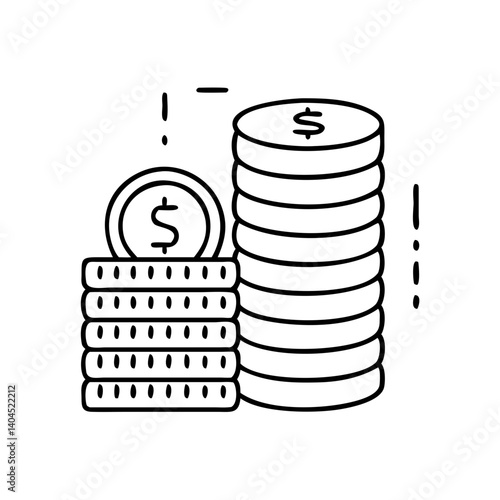 Illustration of Two Stacks of Coins Representing Financial Wealth and Savings