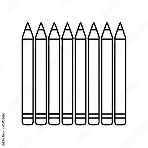 A Row of Eight Sharpened Coloring Pencils Ready for Art Projects