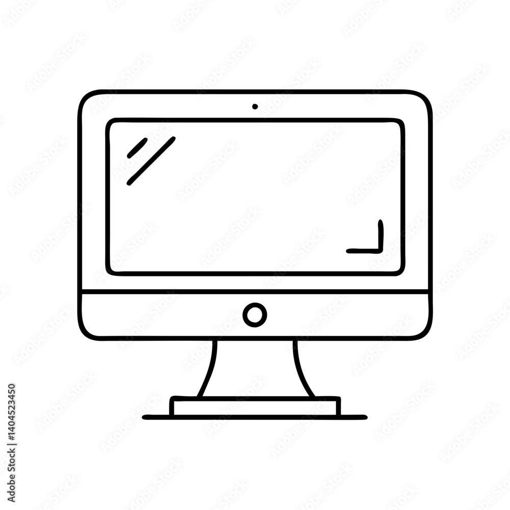 Simple Line Drawing of a Desktop Computer Monitor Screen Display Simple Line Drawing of a Desktop Computer Monitor Screen Display