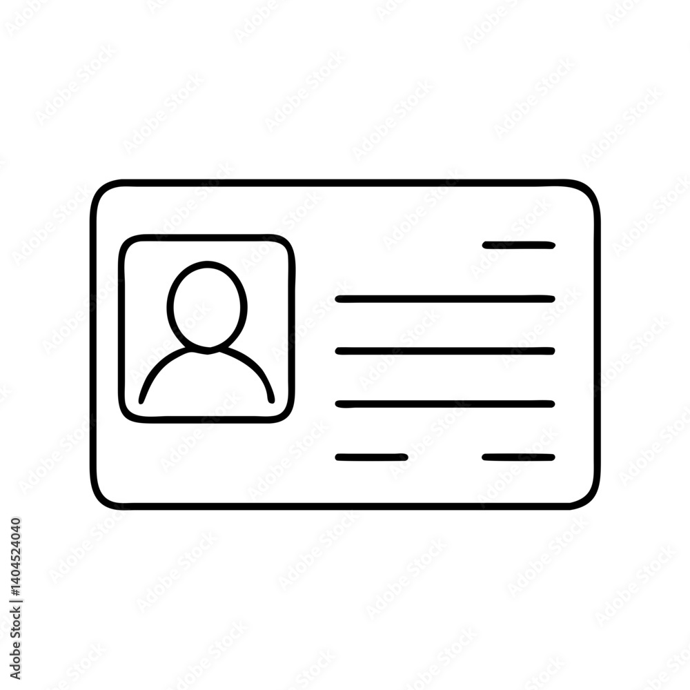 Simple Line Drawing of an Identification Card or Badge Showing Personal Information Simple Line Drawing of an Identification Card or Badge Showing Personal Information
