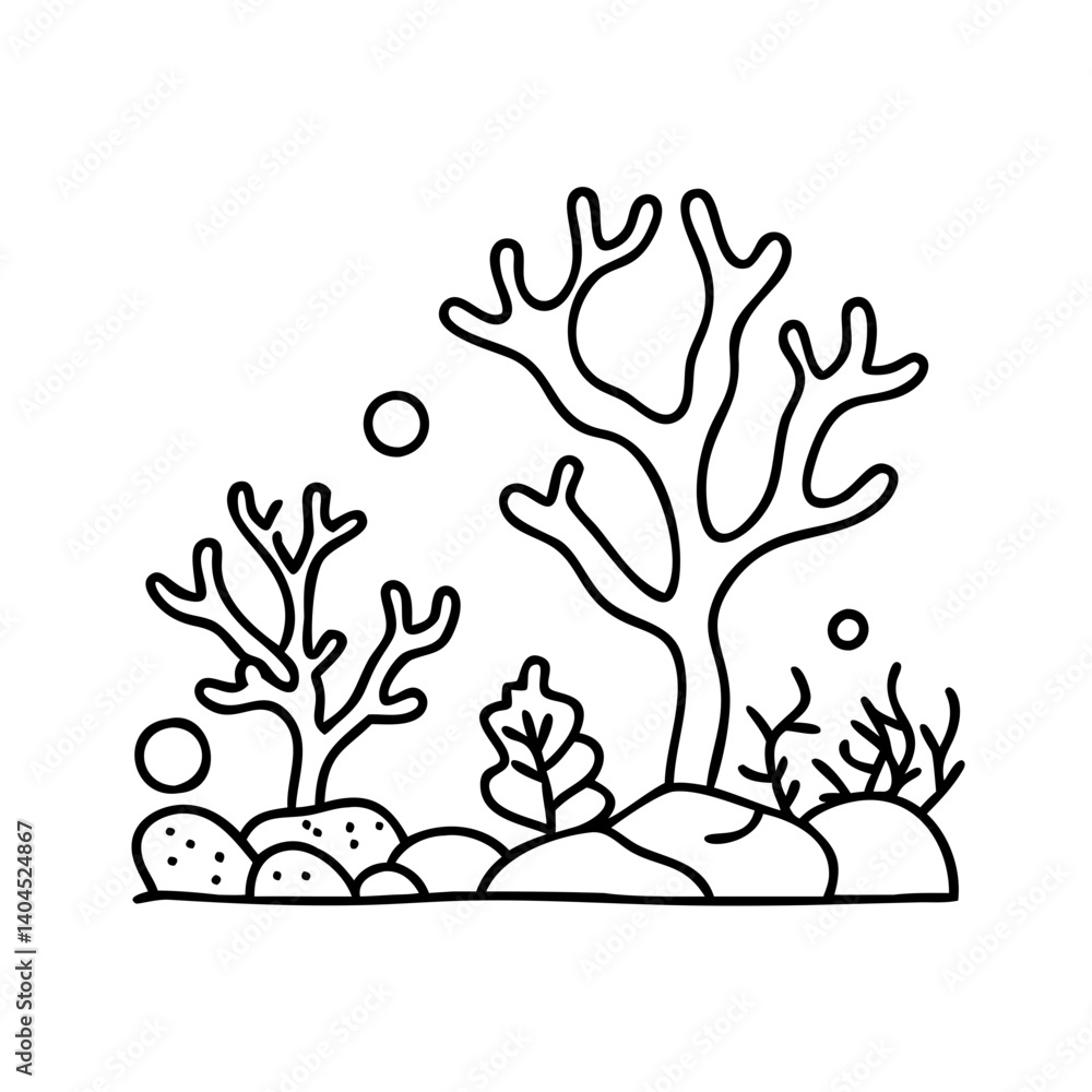 Obraz premium coral reef icon, coral reef line art - simple line art of coral reef, perfect for coral reef logos and icons