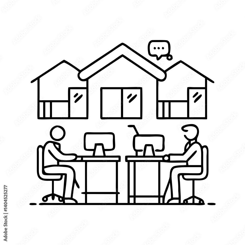 Two Businesspeople Working Remotely from Home Offices in a Suburban Setting Two Businesspeople Working Remotely from Home Offices in a Suburban Setting