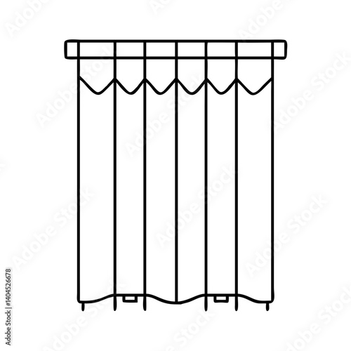 Simple Line Drawing of Vertical Blinds or Curtains with a Decorative Top Treatment