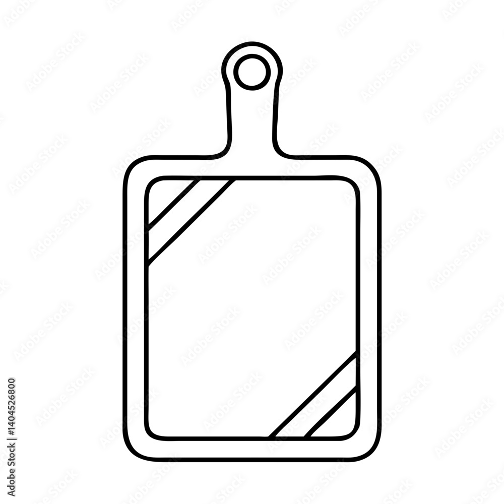 Obraz premium A Simple Line Drawing of a Rectangular Cutting Board with a Handle