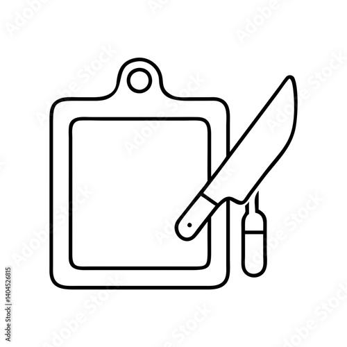 Kitchen Utensils Cutting Board and Knife Icon for Cooking and Food Preparation