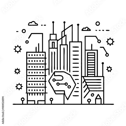 Futuristic Smart Cityscape Innovative Technology Urban Development