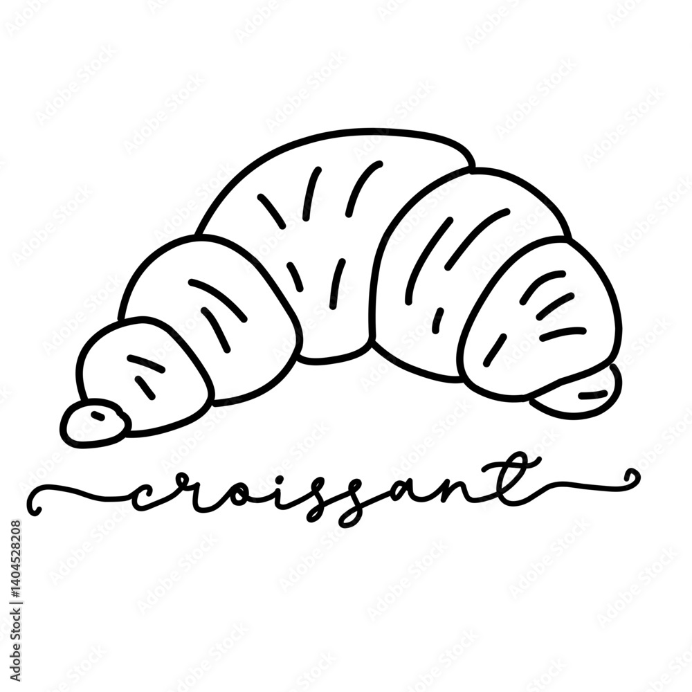 Croissant Logo vector word.Black and white bakery illustration.Croissant signboard icon Croissant Logo vector word.Black and white bakery illustration.Croissant signboard icon